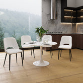 Aria Set of 4 White Faux Leather Chairs – Black Legs